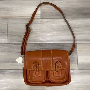 TIMBERLAND Classic Shoulder Bag Front Flap Front Zipped Pockets Brass Hardware